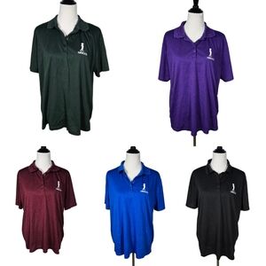 Geico Women's 2X Lot Of 5 Assorted Polo Shirts Purple Black Blue Burgundy Green